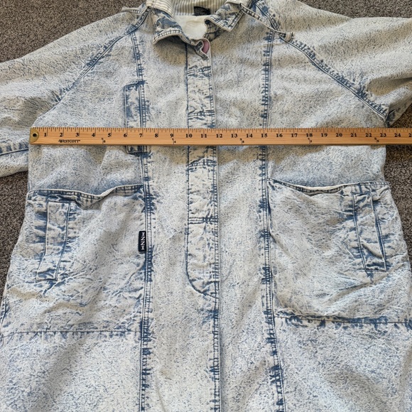 Vintage Izzi Acid Wash Cotton Long Jacket Coat Hooded Size M - Picture 11 of 13